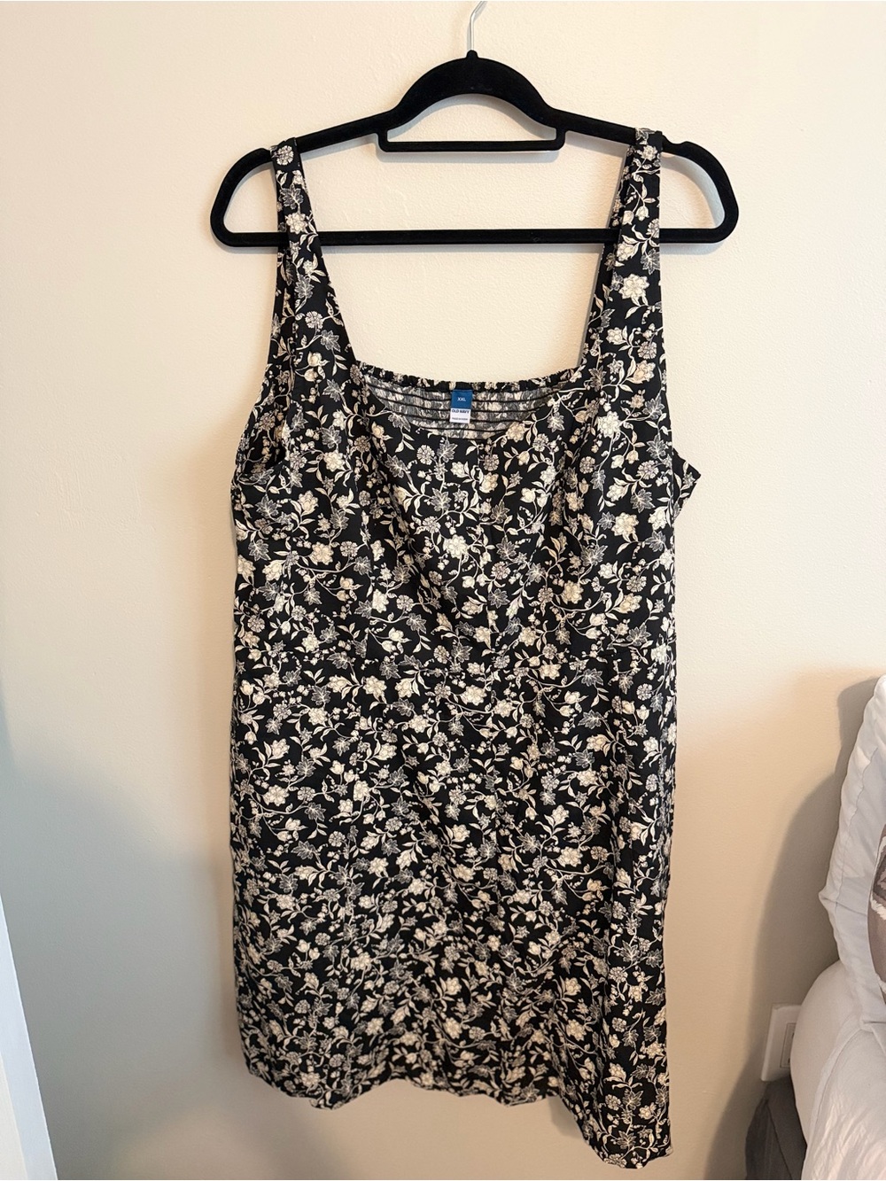 Old Navy Black and Cream Floral Tank Dress